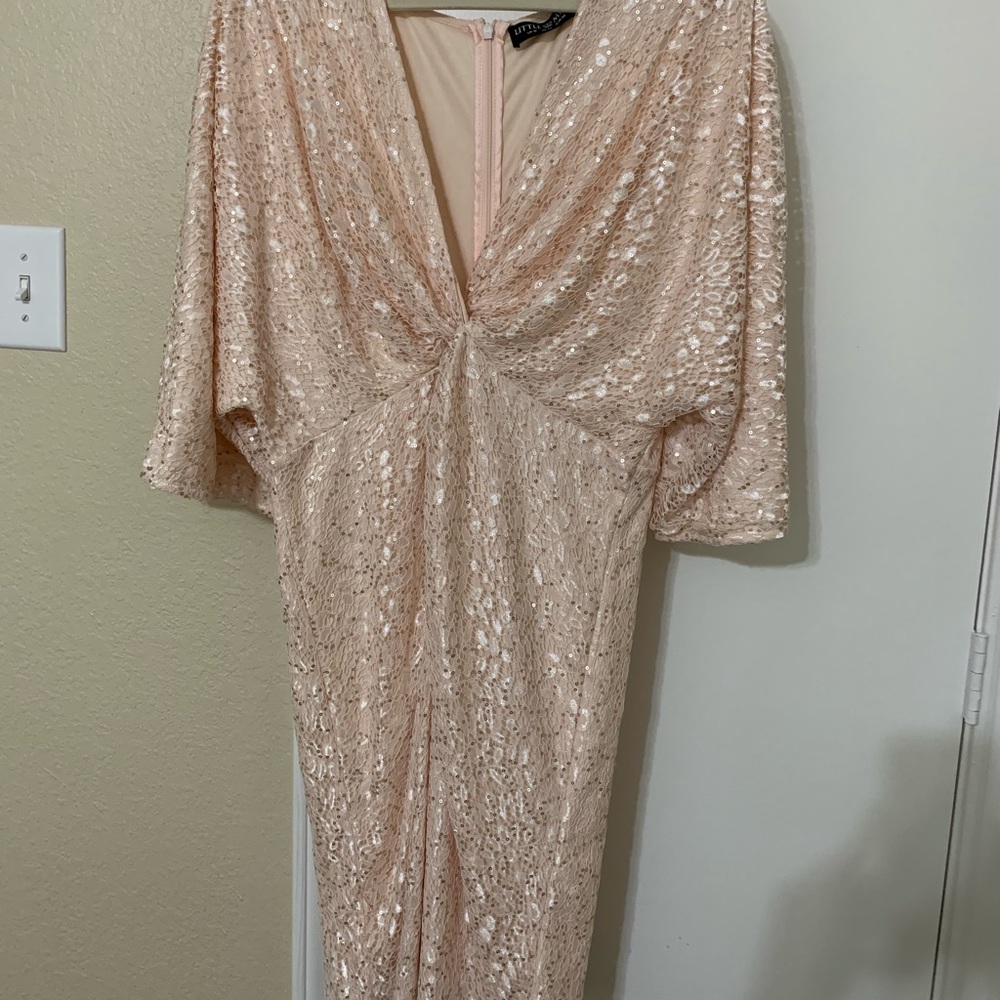 Sequin Kimono twist- front Dress